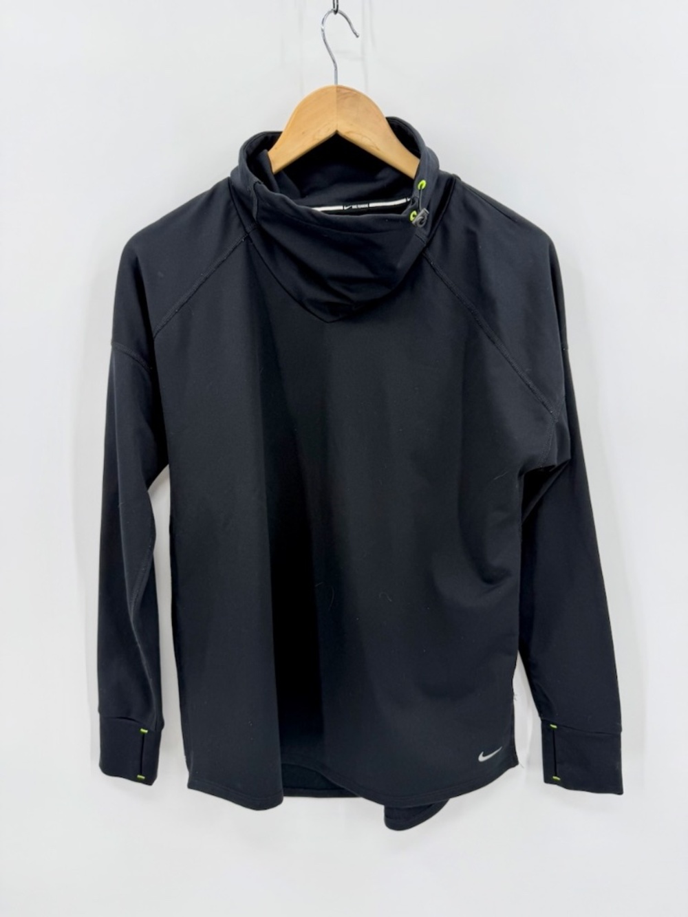 Nike Womens Medium Dri-FIT Relay Cowl Neck Running Pullover Black Sweatshirt M